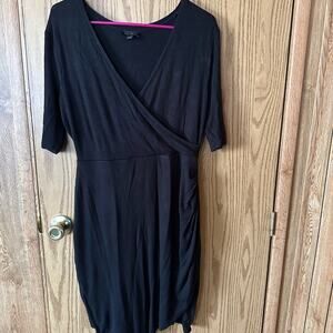 Elegant Black Faux Wrap Dress
